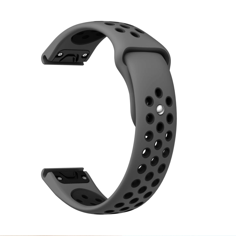 For Garmin Instinct 22mm Sports Breathable Silicone Watch Band(Grey+Black) by bashfashion