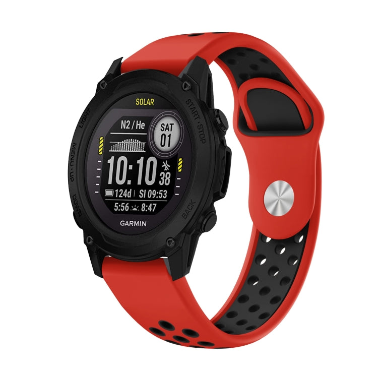 For Garmin Descent G1 22mm Sports Breathable Silicone Watch Band(Red+Black) by bashfashion