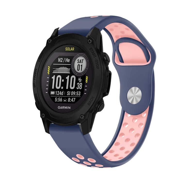 For Garmin Descent G1 22mm Sports Breathable Silicone Watch Band(Midnight Blue+Pink) by bashfashion