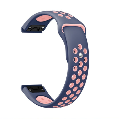 For Garmin Descent G1 22mm Sports Breathable Silicone Watch Band(Midnight Blue+Pink) by bashfashion