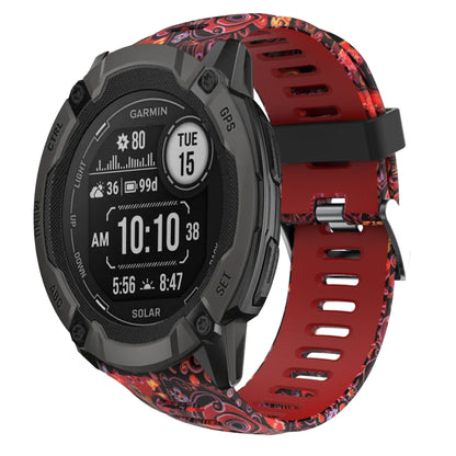 For Garmin Instinct 2X Solar 26mm Camouflage Printed Silicone Watch Band(Red+Jellyfish Camouflage) by bashfashion