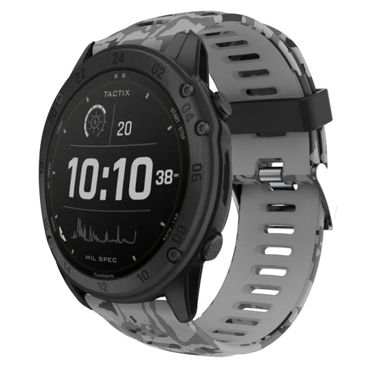 For Garmin Tactix Delta 26mm Camouflage Printed Silicone Watch Band(Grey+Army Camouflage) by bashfashion