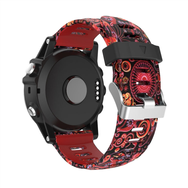 For Garmin Fenix 6X Sapphire 26mm Camouflage Printed Silicone Watch Band(Red+Jellyfish Camouflage) by bashfashion