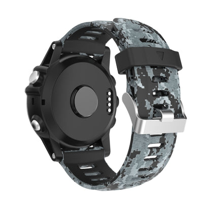 For Garmin Fenix 5X Plus 26mm Camouflage Printed Silicone Watch Band(Black+Digital Camouflage) by bashfashion