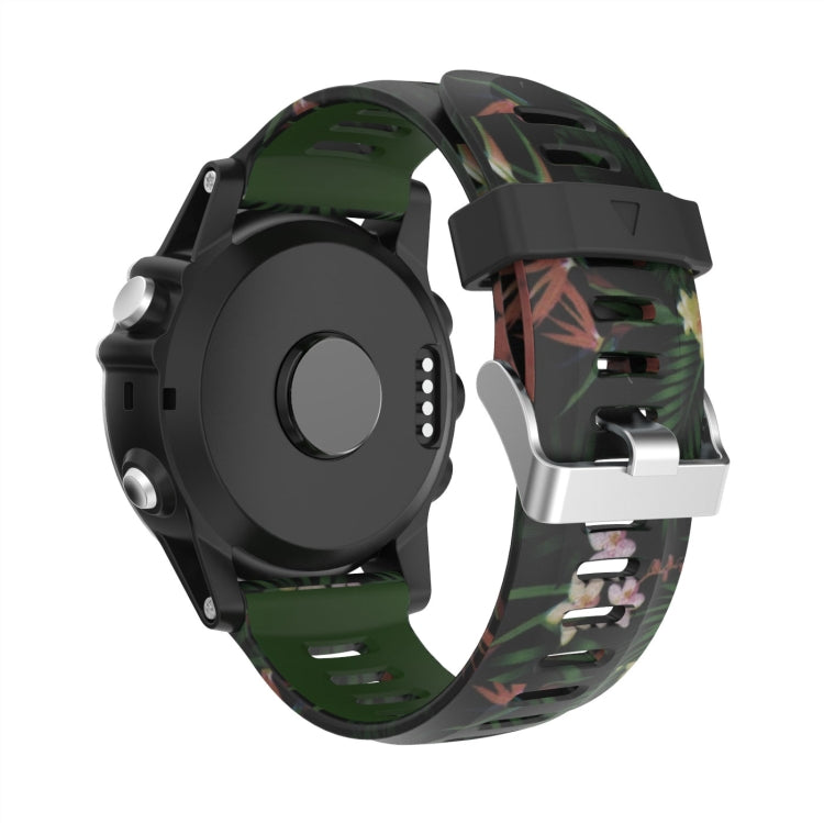 For Garmin Fenix 3 Sapphire 26mm Camouflage Printed Silicone Watch Band(Army Green+Bamboo Camouflage) by bashfashion
