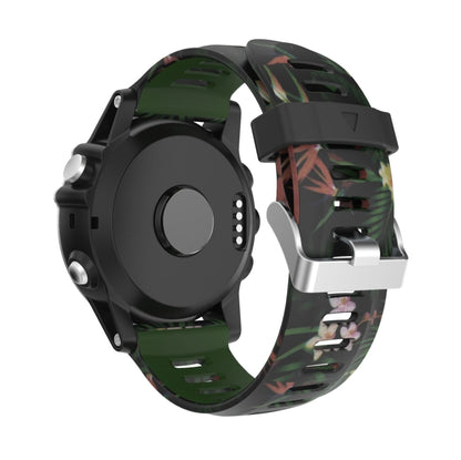 For Garmin Fenix 3 Sapphire 26mm Camouflage Printed Silicone Watch Band(Army Green+Bamboo Camouflage) by bashfashion