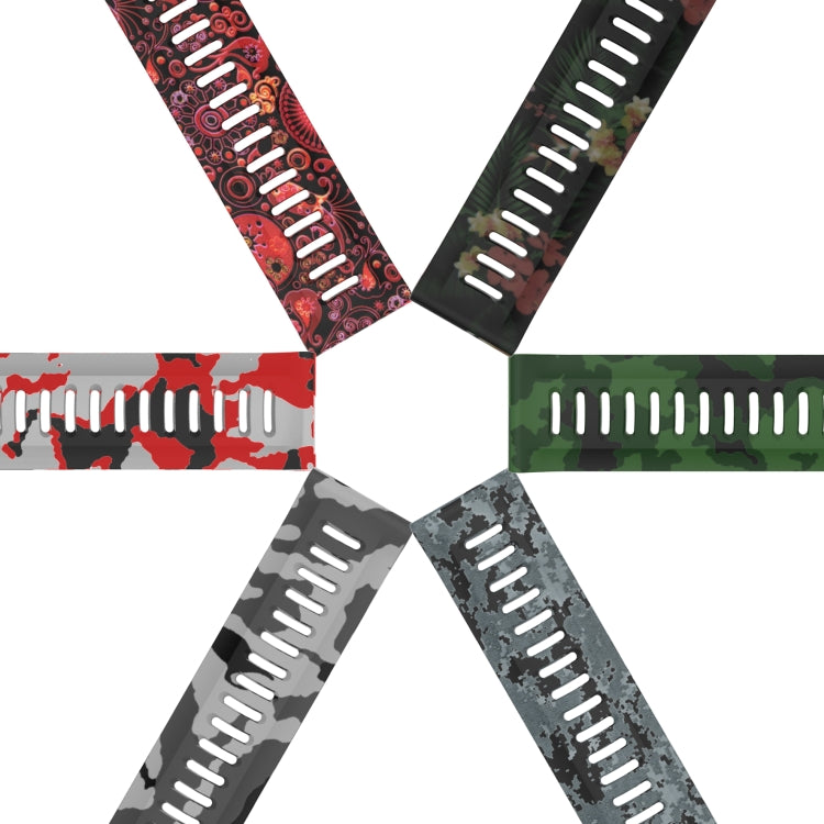 For Garmin Fenix 6X 26mm Camouflage Printed Silicone Watch Band(Army Green+Bamboo Camouflage) by bashfashion