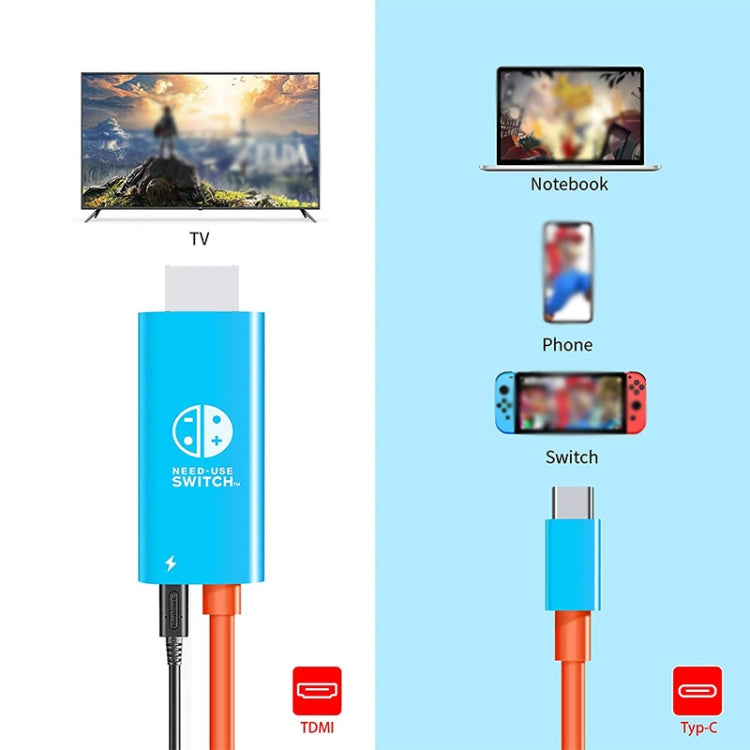 ENKAY ENK-CB136 6.6Ft. Type-C to HDMI Conversion Cable for Switch 4K HD Projection TV by ENKAY