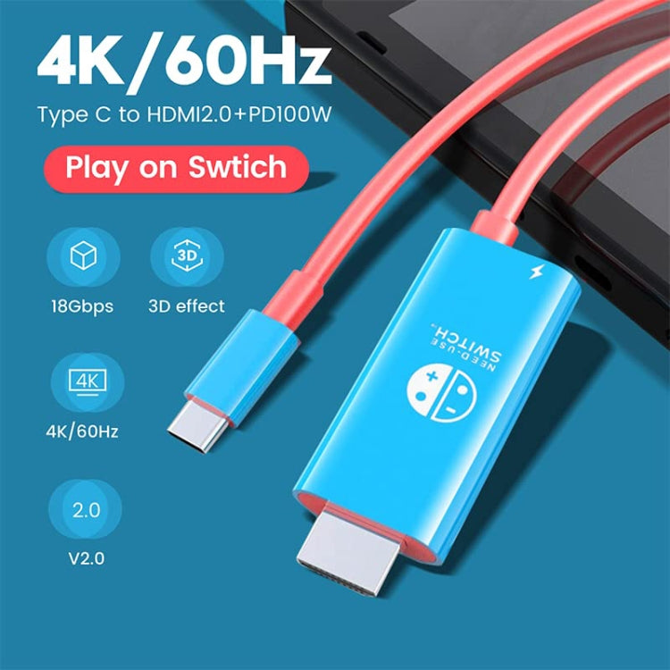 ENKAY ENK-CB136 6.6Ft. Type-C to HDMI Conversion Cable for Switch 4K HD Projection TV by ENKAY