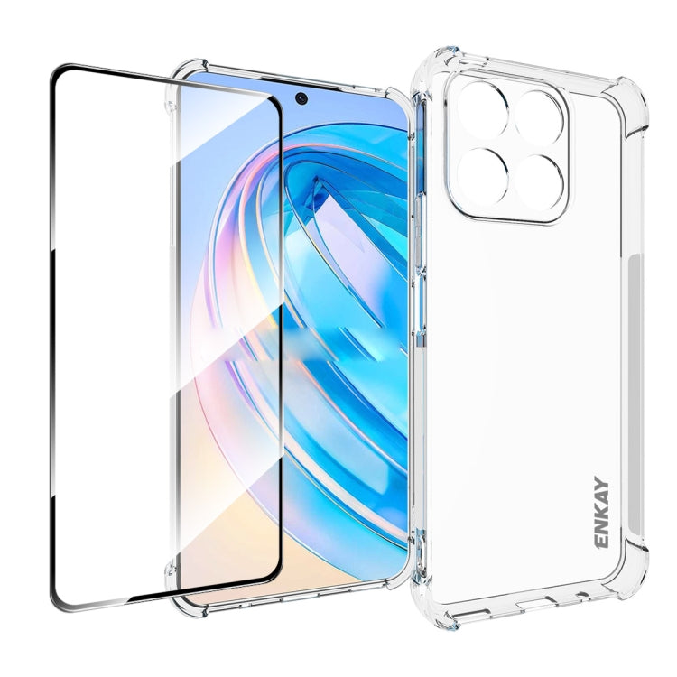 For Honor X8A 4G Global ENKAY Hat-Prince Transparent TPU Shockproof Phone Case with Glass Film by ENKAY