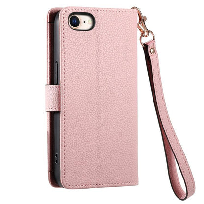 For iPhone 16e Love Zipper Lanyard Leather Phone Case(Pink) by bashfashion