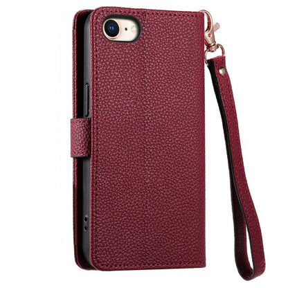 For iPhone 16e Love Zipper Lanyard Leather Phone Case(Red) by bashfashion