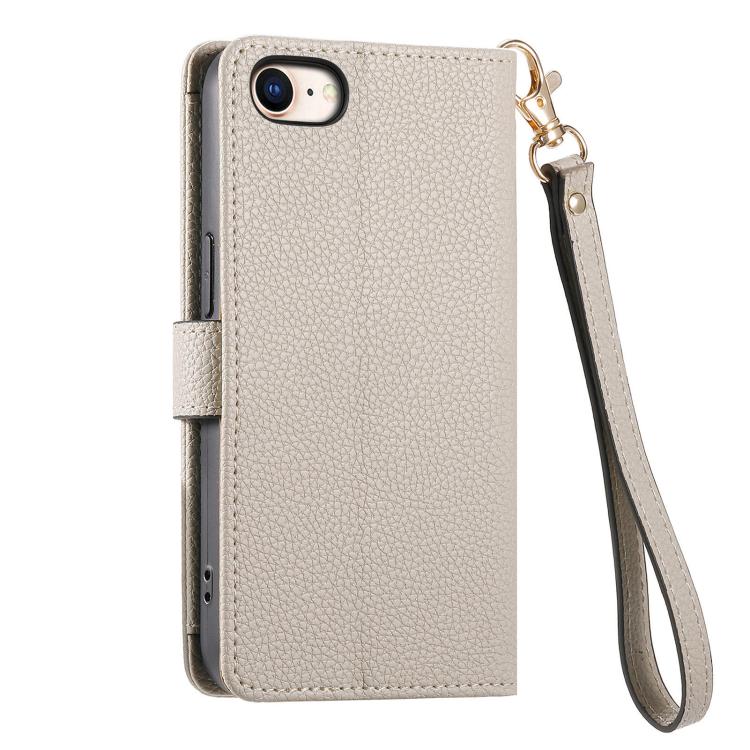 For iPhone 16e Love Zipper Lanyard Leather Phone Case(Gray) by bashfashion