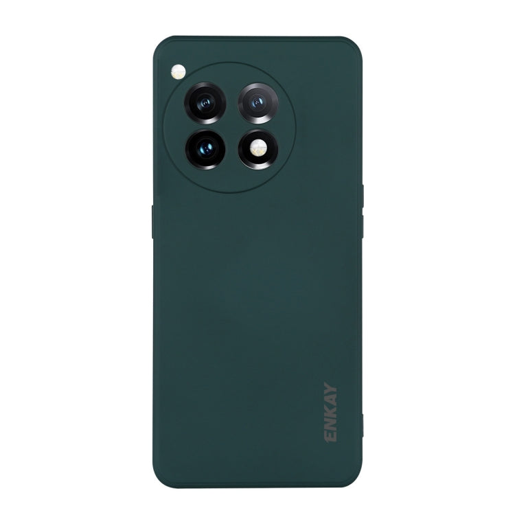 For OnePlus 12 ENKAY Liquid Silicone Soft Shockproof Phone Case(Dark Green) by ENKAY