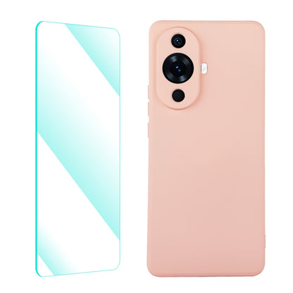 For Huawei Nova 11 ENKAY Liquid Silicone Phone Case with Tempered Glass Film(Pink) by ENKAY