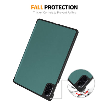 For Honor Pad X8 Pro / X9 11.5 ENKAY Tri-fold Custer Texture Leather Smart Tablet Case(Dark Green) by ENKAY