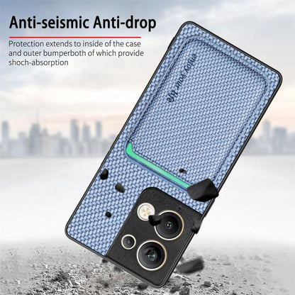 For OPPO Reno9 Carbon Fiber Leather Card Magsafe Magnetic Phone Case(Brown) by bashfashion