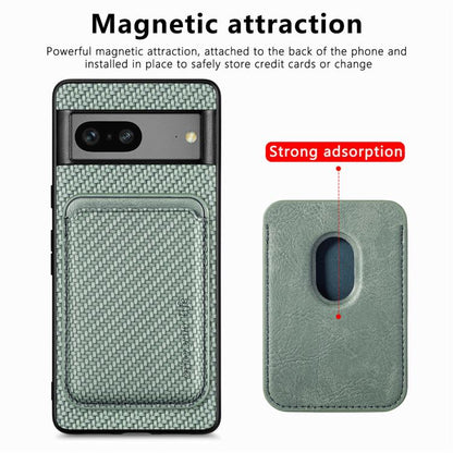 For Google Pixel 7 Carbon Fiber Leather Card Magsafe Phone Case(Green) by bashfashion