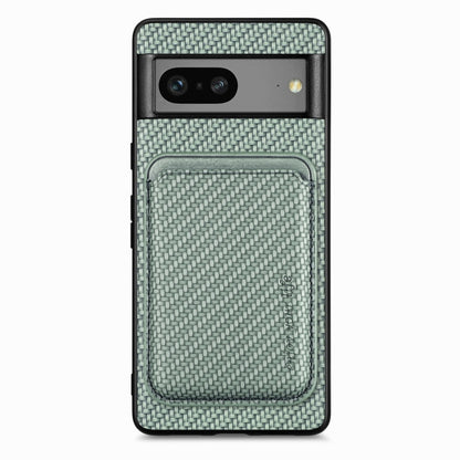 For Google Pixel 7 Carbon Fiber Leather Card Magsafe Phone Case(Green) by bashfashion