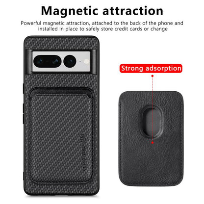 For Google Pixel 7 Pro Carbon Fiber Leather Card Magsafe Phone Case(Black) by bashfashion