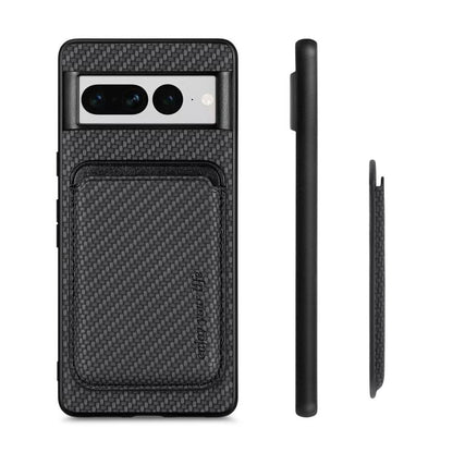 For Google Pixel 7 Pro Carbon Fiber Leather Card Magsafe Phone Case(Black) by bashfashion