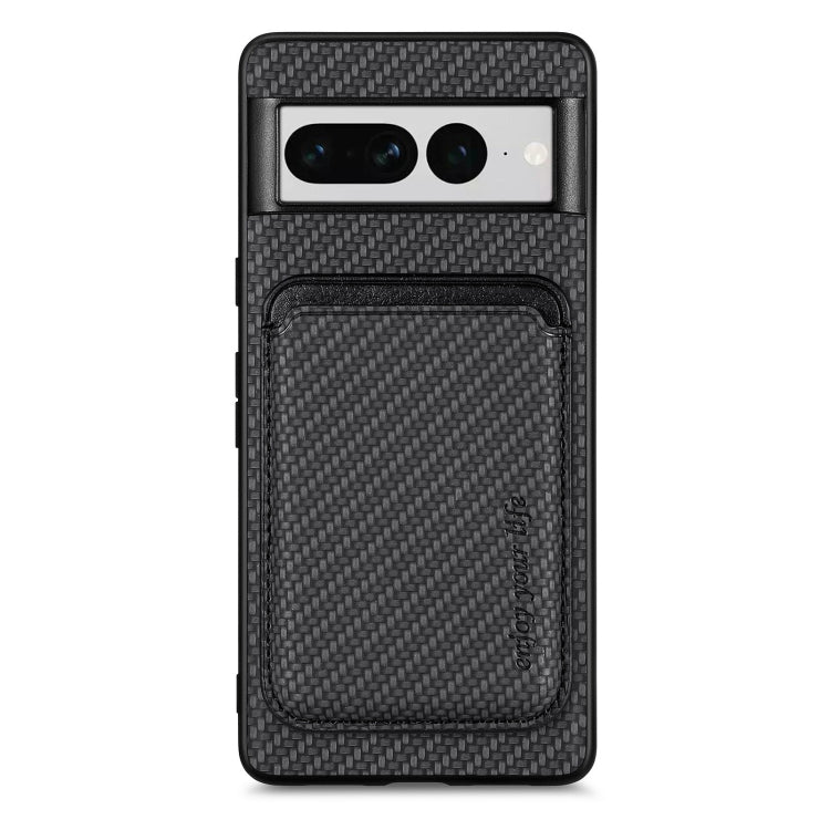 For Google Pixel 7 Pro Carbon Fiber Leather Card Magsafe Phone Case(Black) by bashfashion