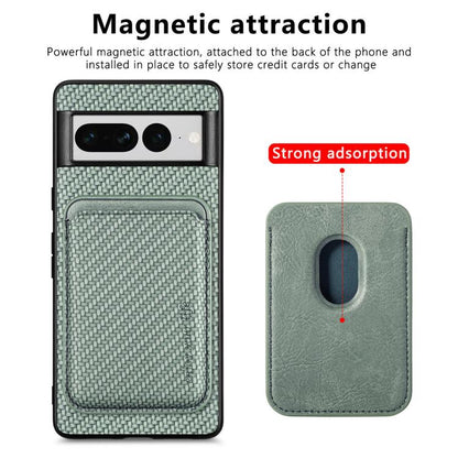 For Google Pixel 7 Pro Carbon Fiber Leather Card Magsafe Phone Case(Green) by bashfashion