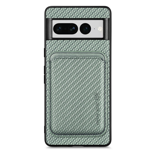For Google Pixel 7 Pro Carbon Fiber Leather Card Magsafe Phone Case(Green) by bashfashion