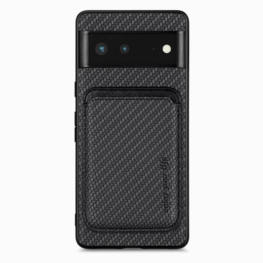 For Google Pixel 6 Carbon Fiber Leather Card Magsafe Phone Case(Black) by bashfashion