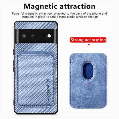 For Google Pixel 6 Carbon Fiber Leather Card Magsafe Phone Case(Blue) by bashfashion