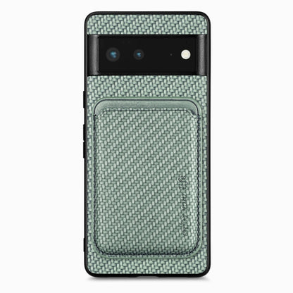 For Google Pixel 6 Carbon Fiber Leather Card Magsafe Phone Case(Green) by bashfashion