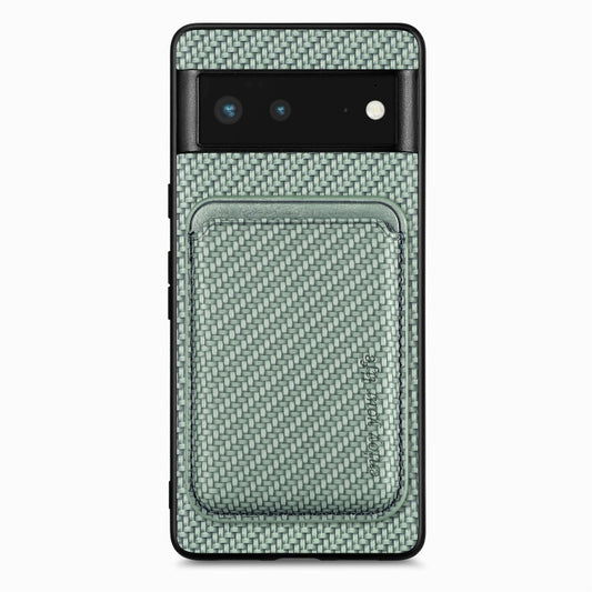 For Google Pixel 6 Carbon Fiber Leather Card Magsafe Phone Case(Green) by bashfashion