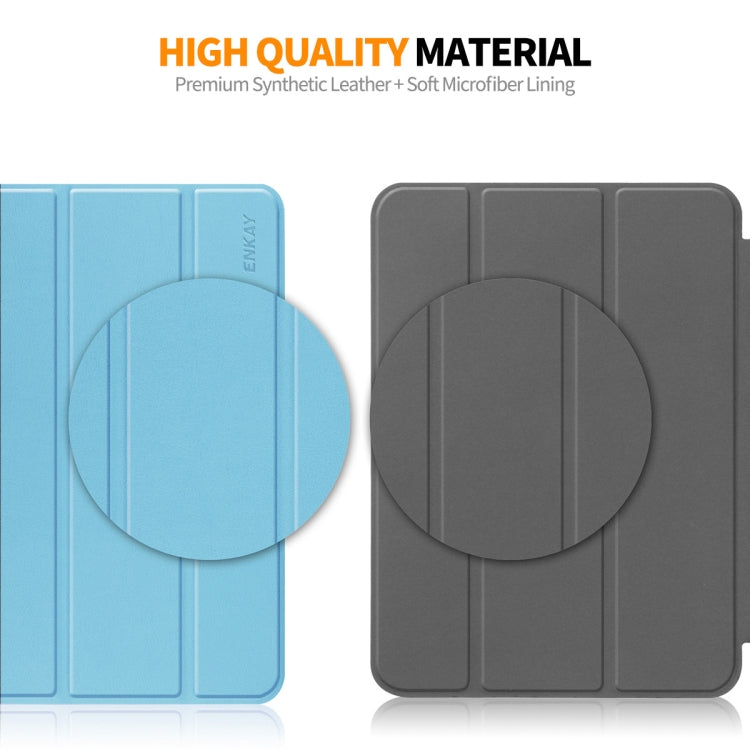 For Amazon Fire Max 11 ENKAY Tri-fold Custer Texture Leather Smart Tablet Case(Grey) by ENKAY