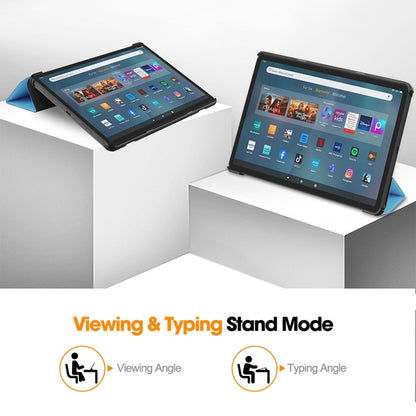 For Amazon Fire Max 11 ENKAY Tri-fold Custer Texture Leather Smart Tablet Case(Light Blue) by ENKAY