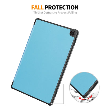 For Amazon Fire Max 11 ENKAY Tri-fold Custer Texture Leather Smart Tablet Case(Light Blue) by ENKAY