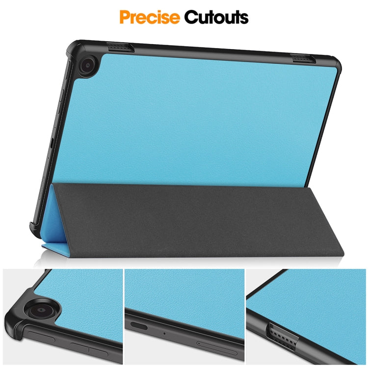 For Amazon Fire Max 11 ENKAY Tri-fold Custer Texture Leather Smart Tablet Case(Light Blue) by ENKAY