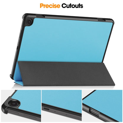 For Amazon Fire Max 11 ENKAY Tri-fold Custer Texture Leather Smart Tablet Case(Light Blue) by ENKAY