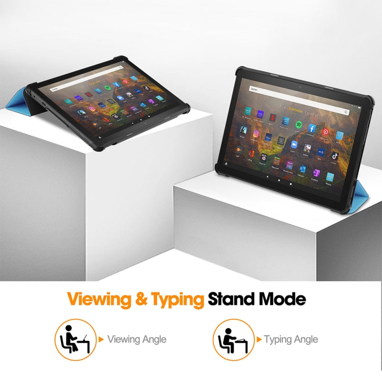 For Amazon Fire HD 10 2023 ENKAY ENKAY Tri-fold Custer Texture Leather Smart Tablet Case(Black) by ENKAY