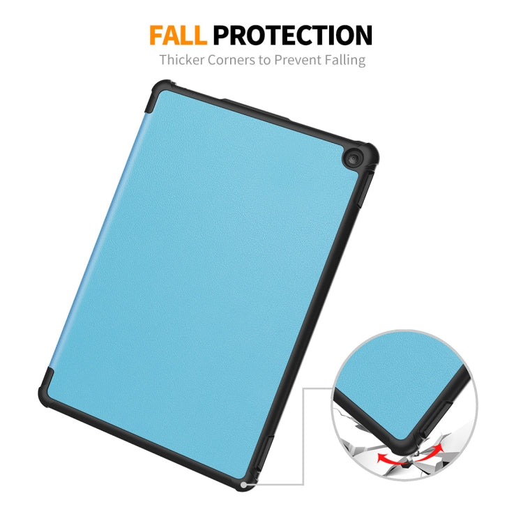 For Amazon Fire HD 10 2023 ENKAY ENKAY Tri-fold Custer Texture Leather Smart Tablet Case(Dark Blue) by ENKAY