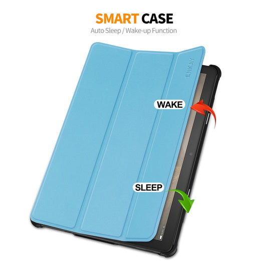 For Amazon Fire HD 10 2023 ENKAY ENKAY Tri-fold Custer Texture Leather Smart Tablet Case(Light Blue) by ENKAY