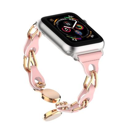 For Apple Watch 3 38mm Hollow Leather Chain Magnetic Buckle Watch Band(Pink) by bashfashion