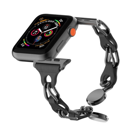 For Apple Watch 5 44mm Hollow Leather Chain Magnetic Buckle Watch Band(Black) by bashfashion