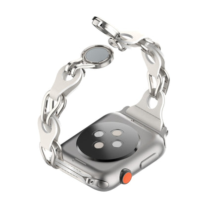 For Apple Watch 5 40mm Hollow Leather Chain Magnetic Buckle Watch Band(White) by bashfashion