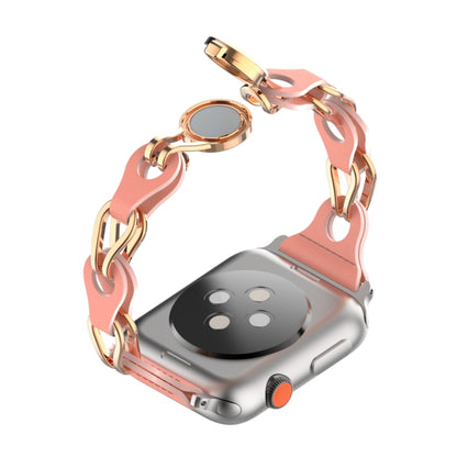 For Apple Watch SE 44mm Hollow Leather Chain Magnetic Buckle Watch Band(Red) by bashfashion