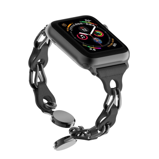For Apple Watch SE 40mm Hollow Leather Chain Magnetic Buckle Watch Band(Black) by bashfashion