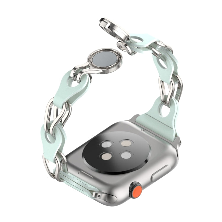 For Apple Watch SE 40mm Hollow Leather Chain Magnetic Buckle Watch Band(Blue) by bashfashion