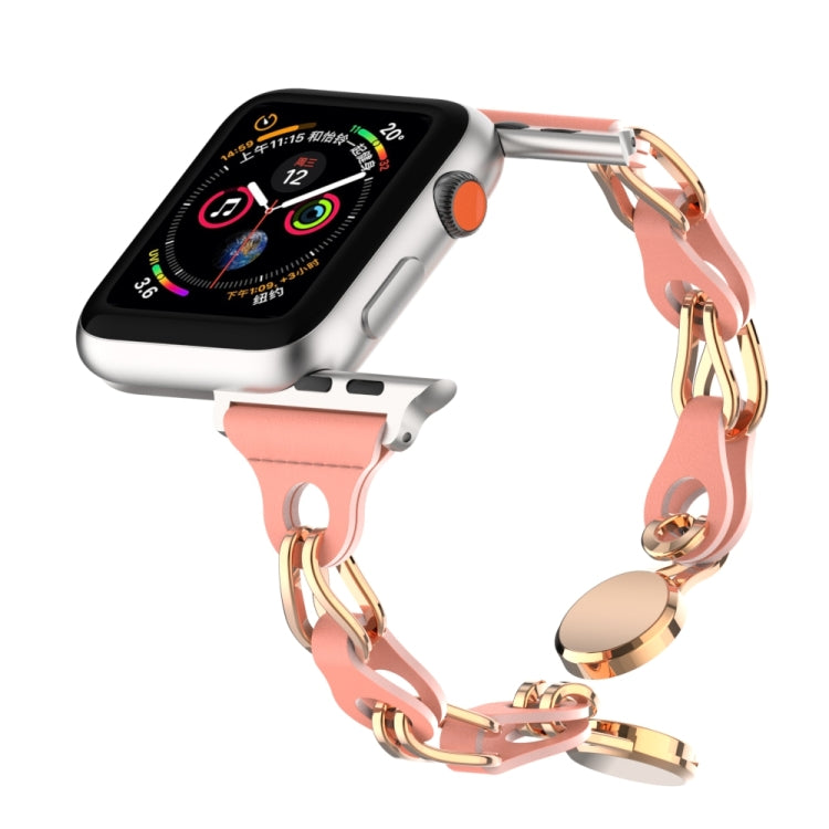 For Apple Watch SE 2022 40mm Hollow Leather Chain Magnetic Buckle Watch Band(Red) by bashfashion