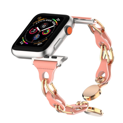 For Apple Watch 8 45mm Hollow Leather Chain Magnetic Buckle Watch Band(Red) by bashfashion