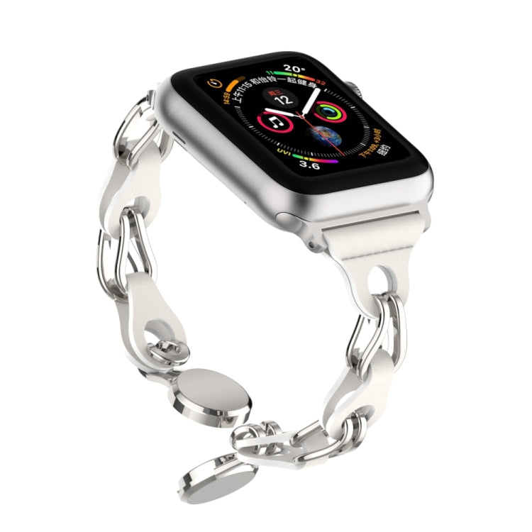 For Apple Watch Ultra 49mm Hollow Leather Chain Magnetic Buckle Watch Band(White) by bashfashion