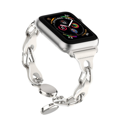 For Apple Watch Ultra 49mm Hollow Leather Chain Magnetic Buckle Watch Band(White) by bashfashion